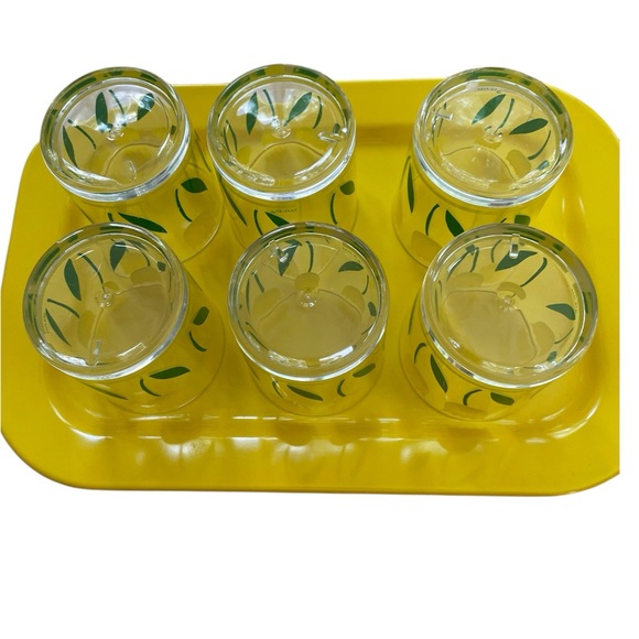 6 MCM HJ Stotter yellow tulip design rock glasses & Texasware 142  tray - Picture 7 of 14